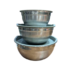 لگن آشپزخانه استیل ۳ تیکه درب دار