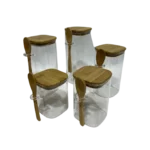 بانکه پیرکس درب بامبو قاشق دار ۵ تیکه